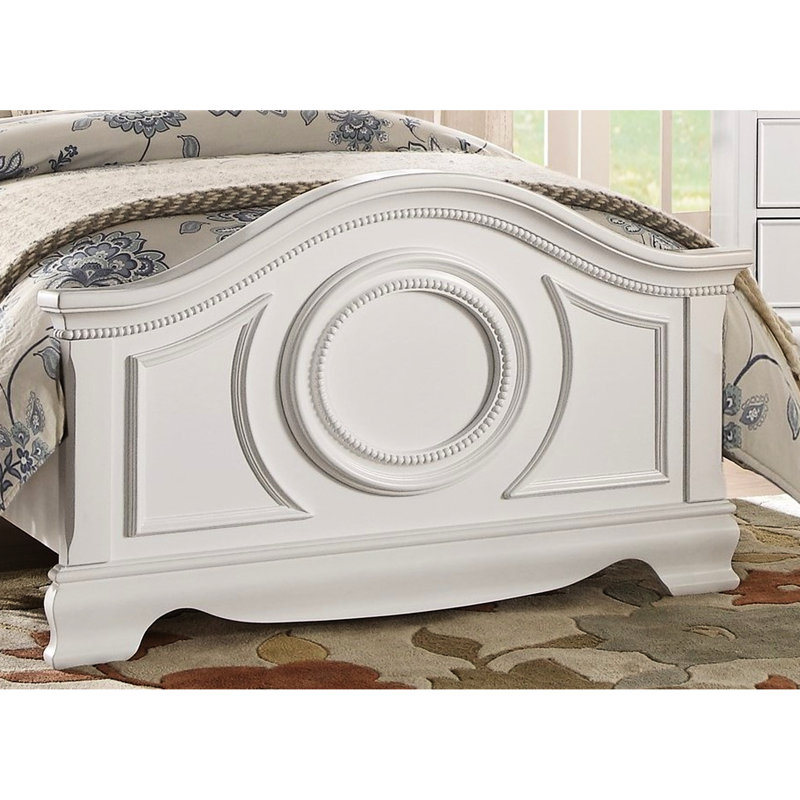 Lit simple classique blanc, fabrication traditionnelle en bois avec tête de lit, tête de lit en bois et rails