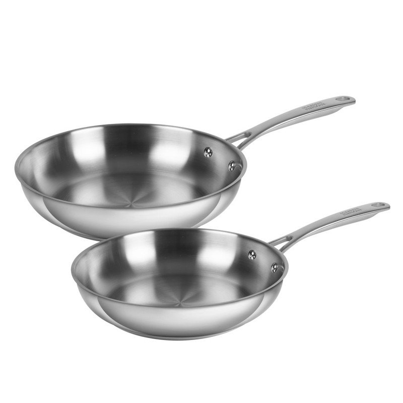 Kuhn Rikon Allround Uncoated Stainless Steel Induction Safe Frying Pan, Set of 2, 24cm & 28cm