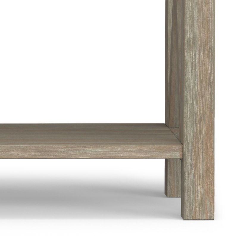 Distressed Gray Wood Console Table with Storage Drawers