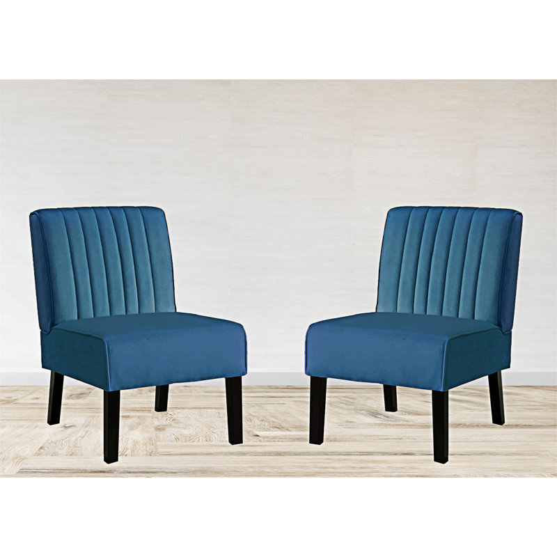 Fauteuil de chambre Antanina, Velours bleu