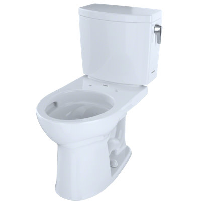 TOTO® Drake® II 1G® Two-Piece Round 1.0 GPF Universal Height Toilet with CEFIONTECT and Right-Hand Trip Lever, Cotton White