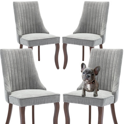 Upholstered Tufted Solid Wood Comfy Dining Chair Set of 4