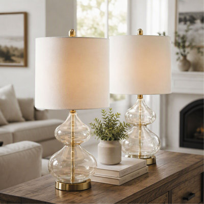 Table Lamp, Set of 2, Curved Glass