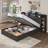 Shila 45.1" Lift Up Storage Bed Frame with Charging Station, LED Bookcase Headboard & 2 Side Shelf,Queen Size, Black-105505026-105505028