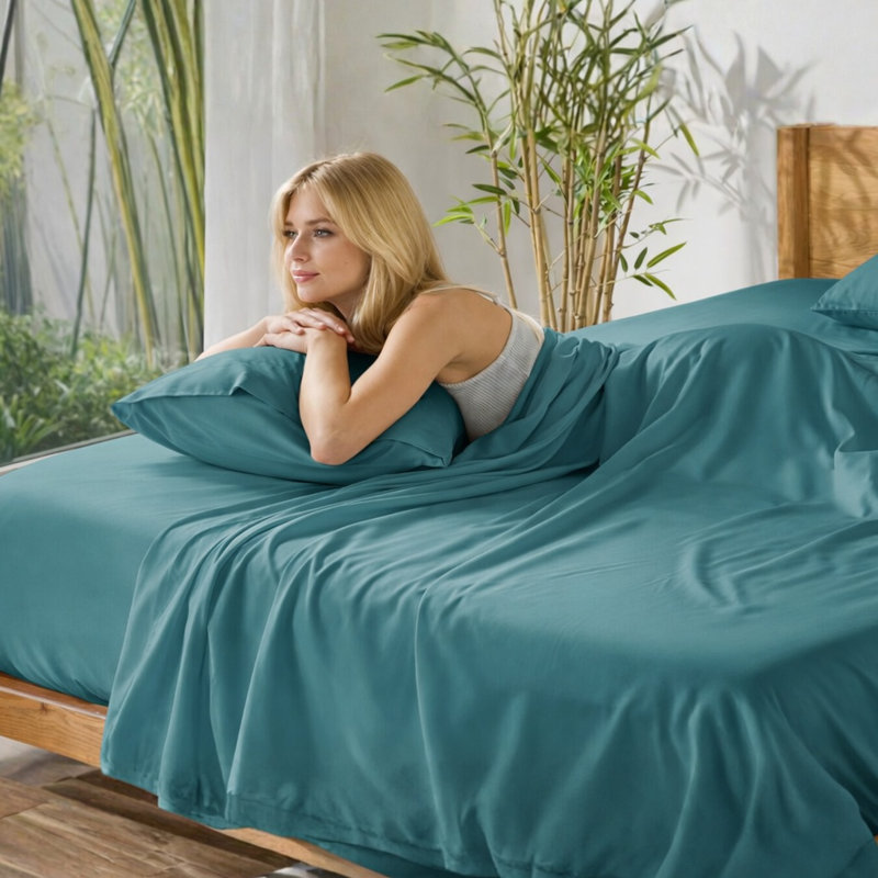 Ensemble de draps en bambou ultra doux - ensemble de 4 pièces - infroissable - feuilles de refroidissement avec poches profondes