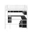 Lit mezzanine double en métal avec bibliothèque, bureau et armoire-851933372
