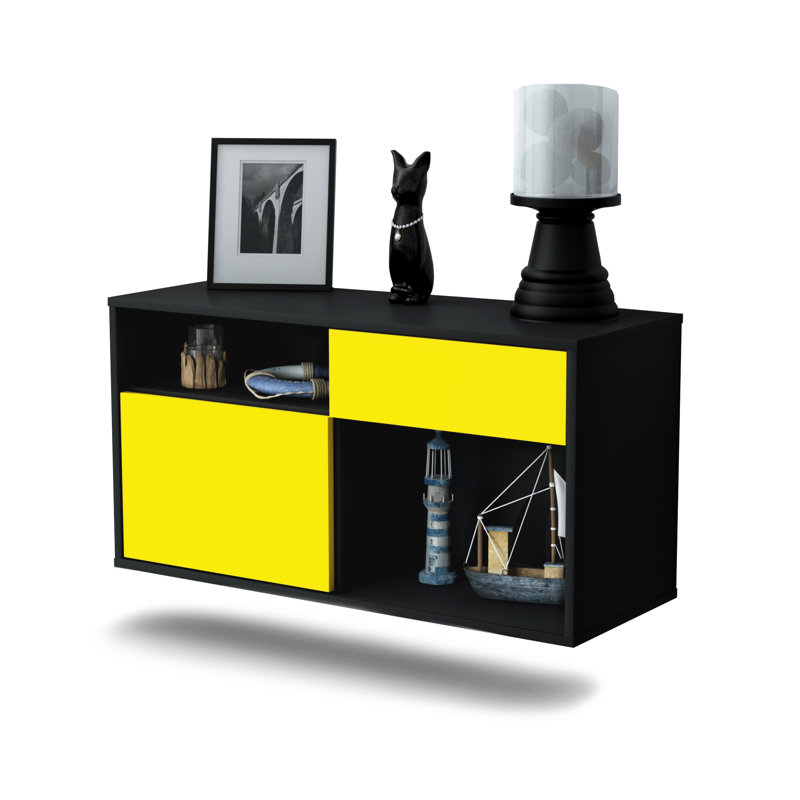 Fountaine Unfinished Floating TV Stand, Yellow