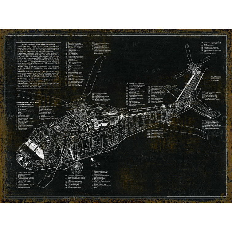 Military Copter - Wrapped Canvas Print