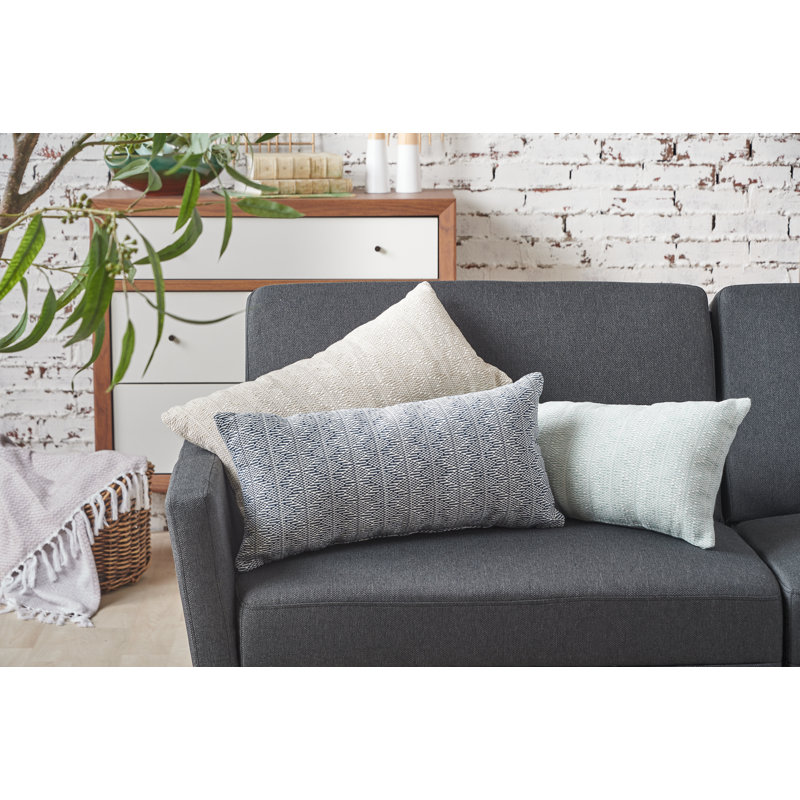 Casavant Embroidered Cotton Reversible Throw Pillow, Seaglass