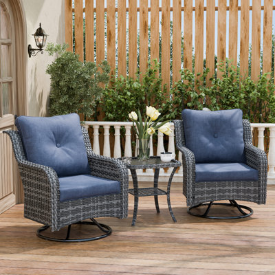 2-Person Ourdoor Wicker Swivel Rocker Seating Group With Cushions