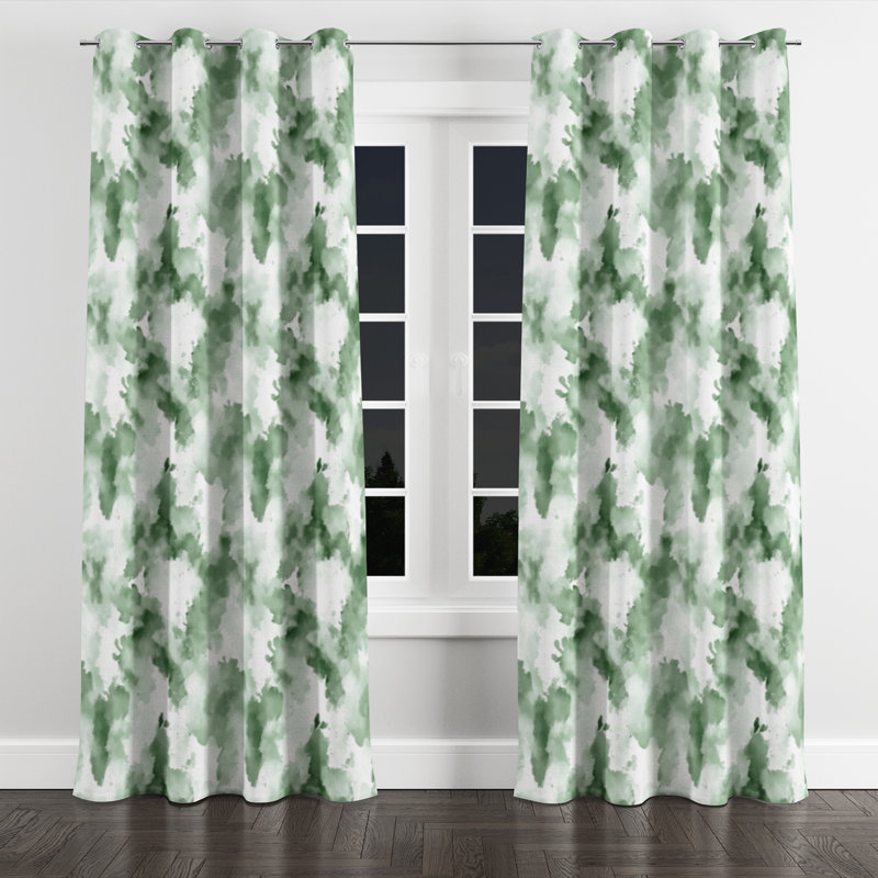 Boho Window curtains - Abstract Babken Grommet Curtain - 1 Panel, 52" W x 63" L, Silver Grommets
