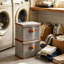 Ensemble de 2 bacs de rangement pliables avec couvercle et poignée avant, panier de rangement en tissu de grande capacité pour les vêtements, la literie, les serviettes, les livres et les articles divers, boîte de rangement empilable pour la chambre à coucher, le placard, le salon-908230011