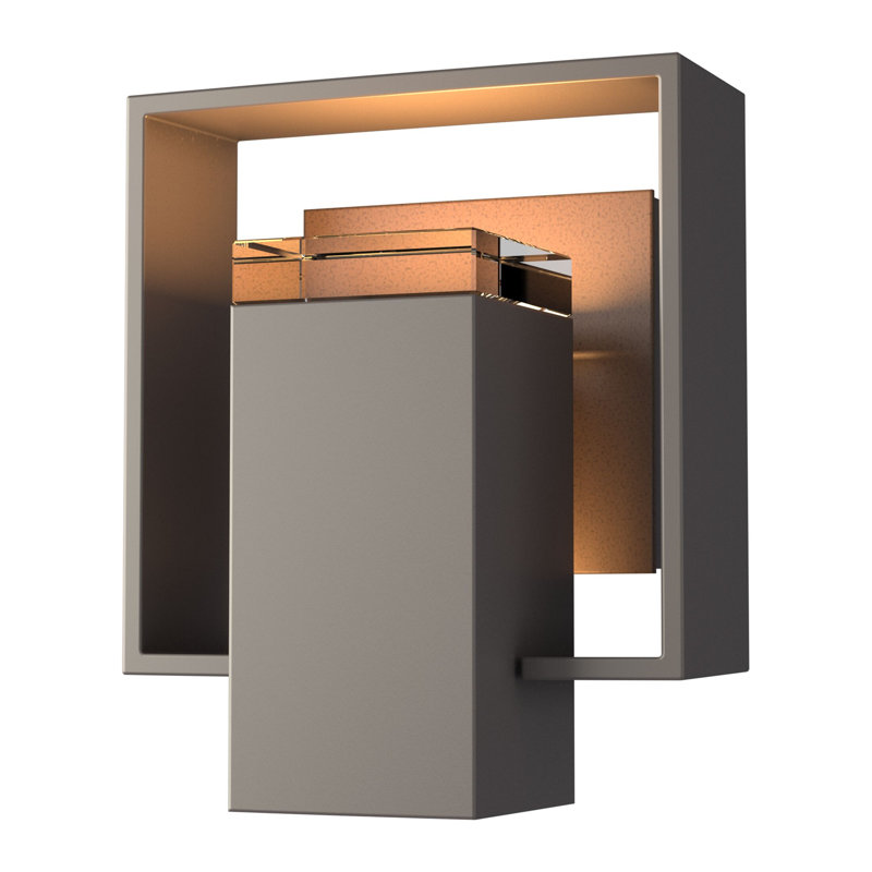 Shadow Box Outdoor Armed Sconce, 11.7" H x 10" W x 4" D, Natural Iron, Coastal Black