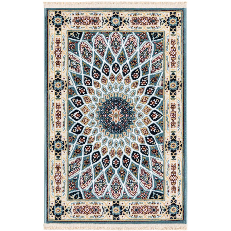 Tapis traditionnel Kelayeh de couleur turquoise, Rectangle 2 pi 2 po x 3 pi 1 po