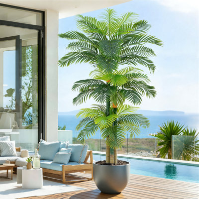 8.5FT  Artificial Palm Tree with Anti-Tip Black Nursery Pot, Lifelike Faux Tropical Plant, Decor for Home, Office, Patio & Yard, Indoor and Covered Outdoor