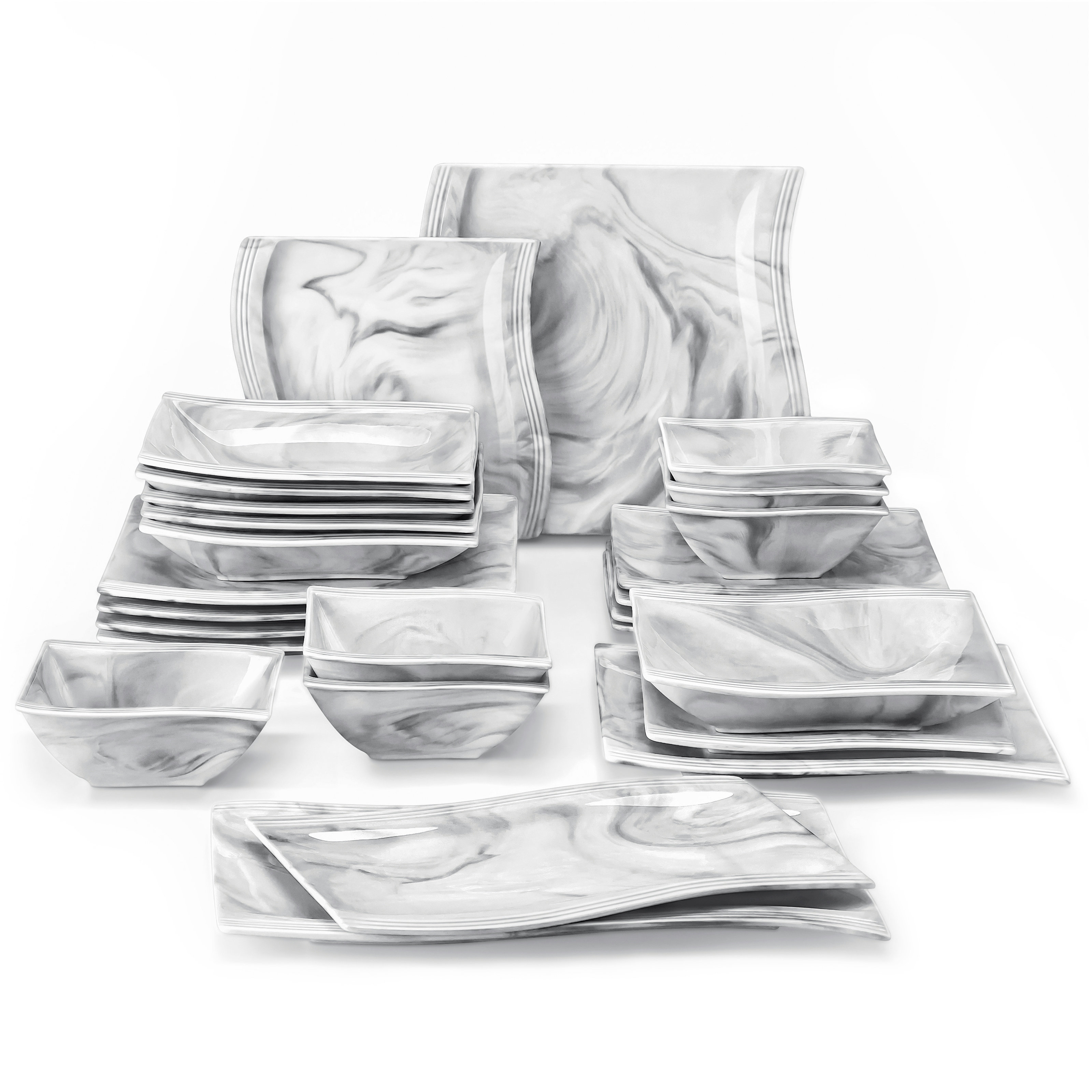 Malacasa Flora 60-Piece Ceramic Porcelain Dinner Set Dinnerware