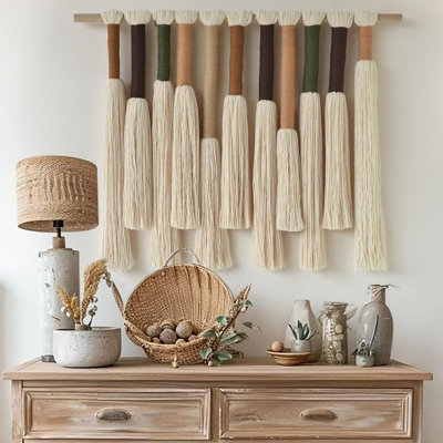 Macrame Wall Hanging Handmade Yarn Fiber Wall Art Boho Decor57"x35" | Modern boho wall Decor for Living Room Bedroom Apartment Nursery entryways,Macrame wall art, Knotwork, Artisan craftsmanship