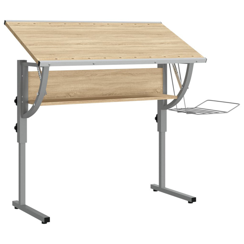 Arven Metal Base Writing Desk, Brown