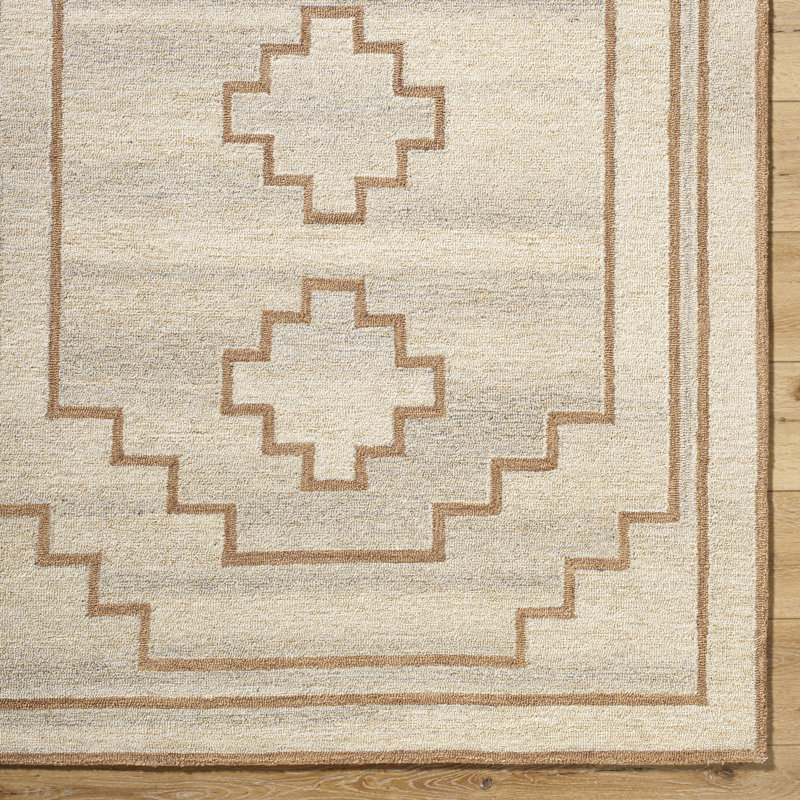 Rectangle Urso Wool Area Rug with Non-Slip Backing, Rectangle 2' x 3'