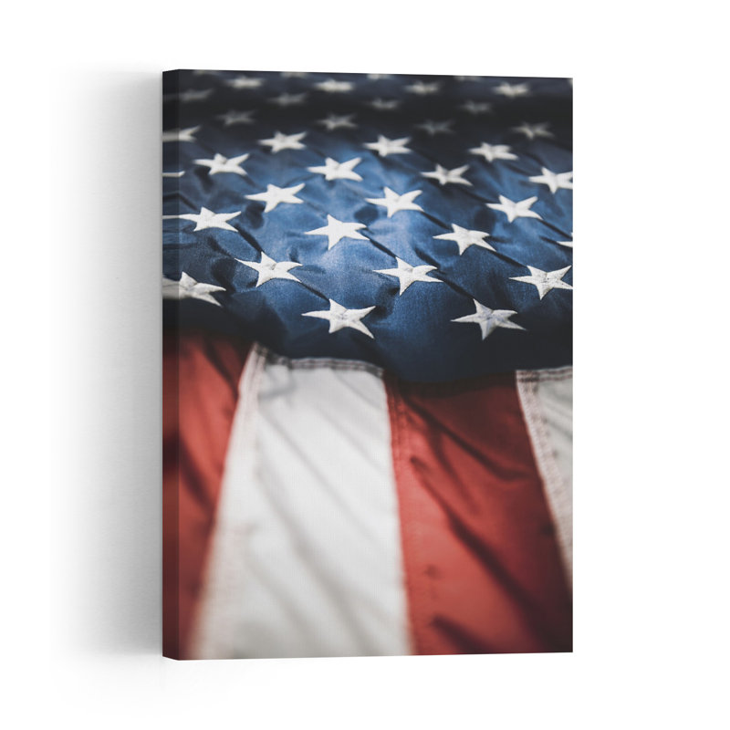 Vintage American Flag Vintage Abstract Landscape Nature Wall Art Print by Tim Mossholder - Wrapped Canvas Print