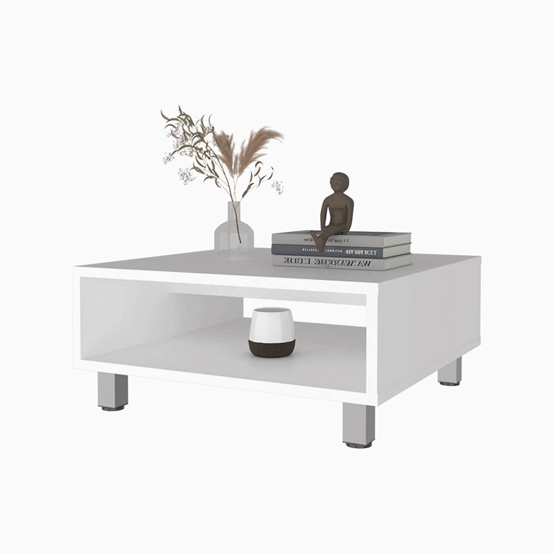 Table basse avec rangement ouvert, Blanc