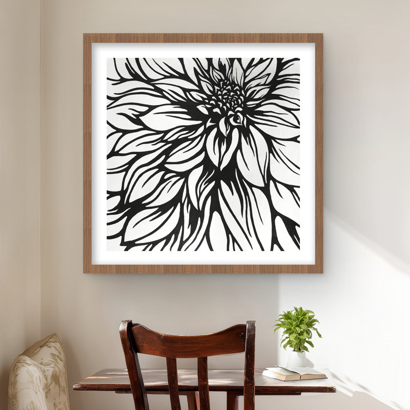 Style de fleur de dahlia | Impression romantique encadrée