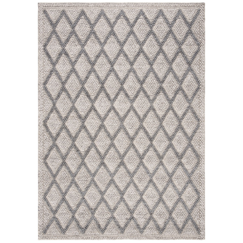 Jacques Hand Woven Viscose/Wool Geometric Rug in Black/Gray, Rectangle 5' x 8'