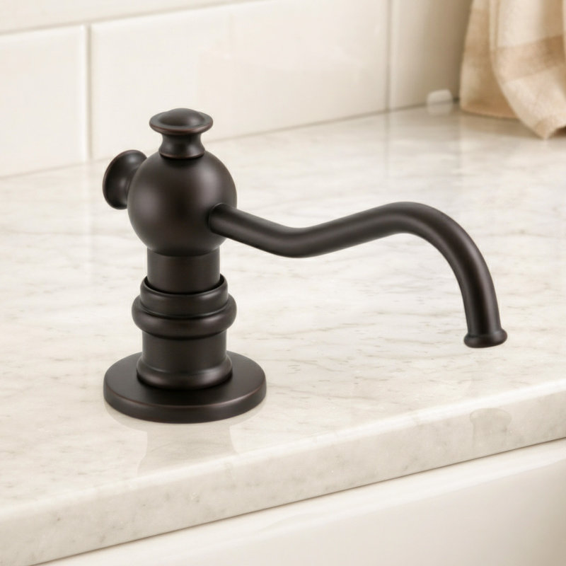 Whitehaus 5" deck mount solid brass kitchen soap and lotion dispenser, Oil Rubbed Bronze