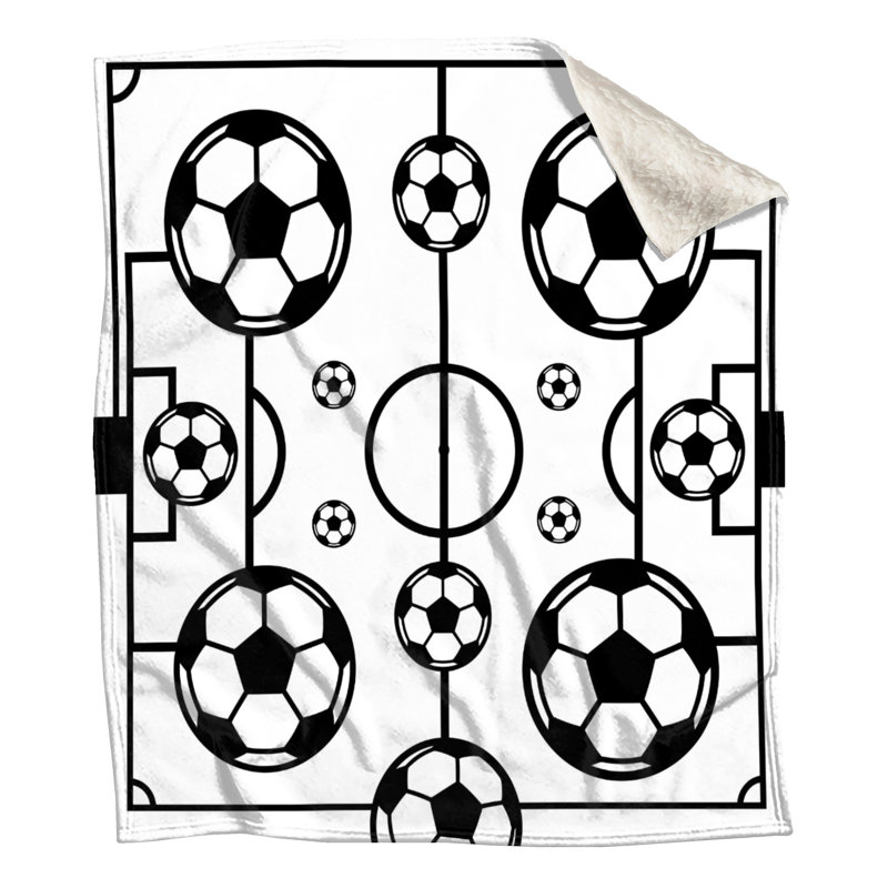 Ballons de soccer, couvertures, 60in W x 80in H, Noir blanc