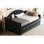 Lit de jour simple en velours noir avec lit gigogne et gigogne escamotable, convient aux petits espaces, structure robuste de type C, sans sommier, stable-267034481