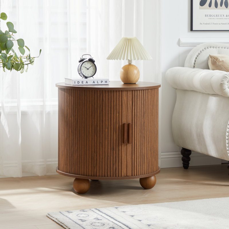 End Table With Storage And Charging Station, Walnut