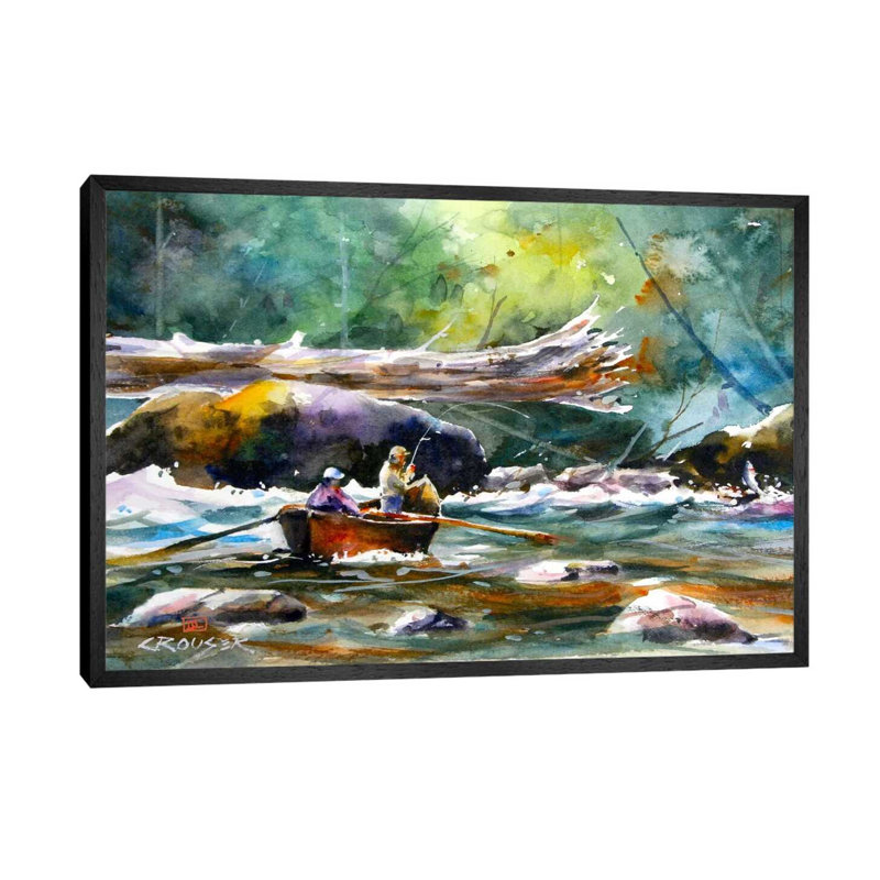 In The Boat II by Dean Crouser - Floater Frame Painting on Canvas, Black