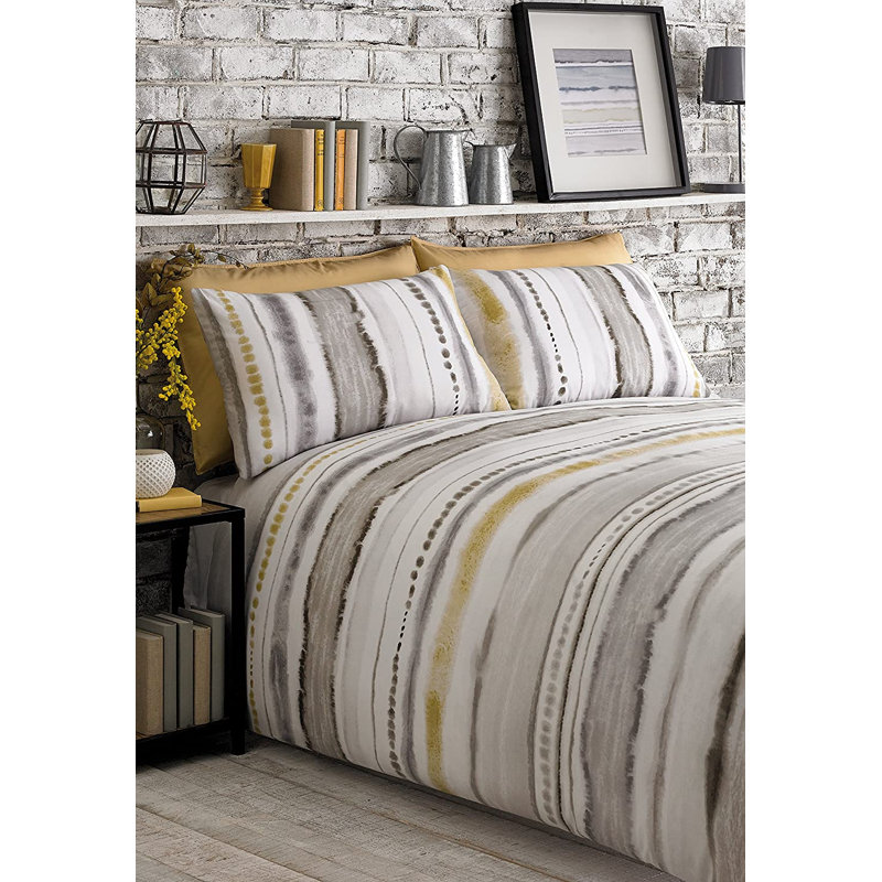 Latita Grey/White Plain Weave Duvet Cover Set