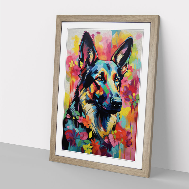 German Shepherd Modern Art - Framed Print