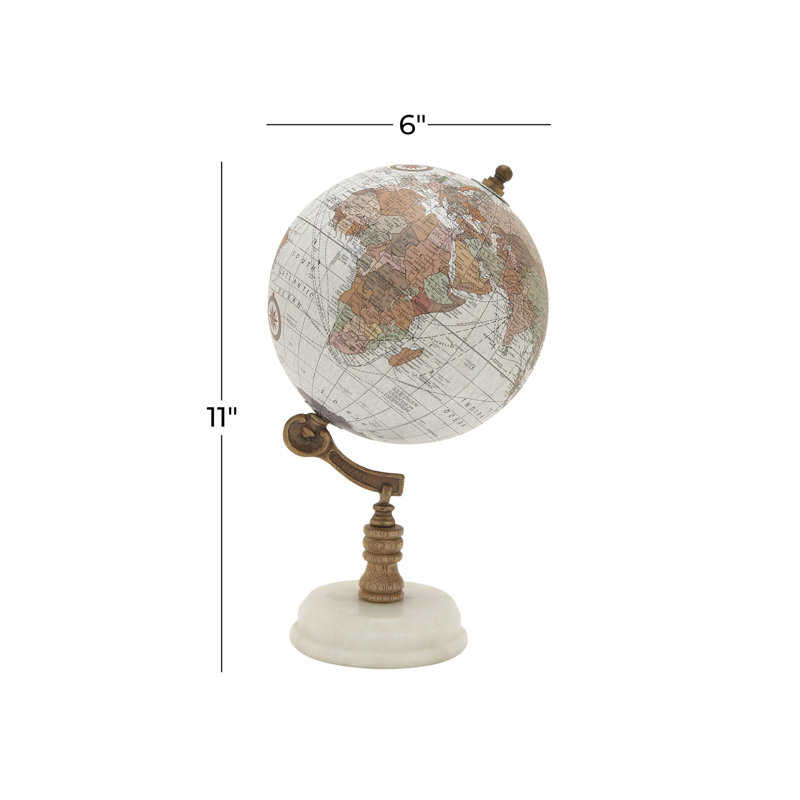 Globe en marbre et bois aigue-marine, Blanc