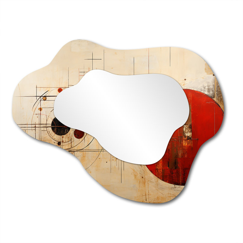 Red Moon Mercury Retrograde - paysage unique nuage miroir mural, miroir asymétrique moderne, impression d'art en métal