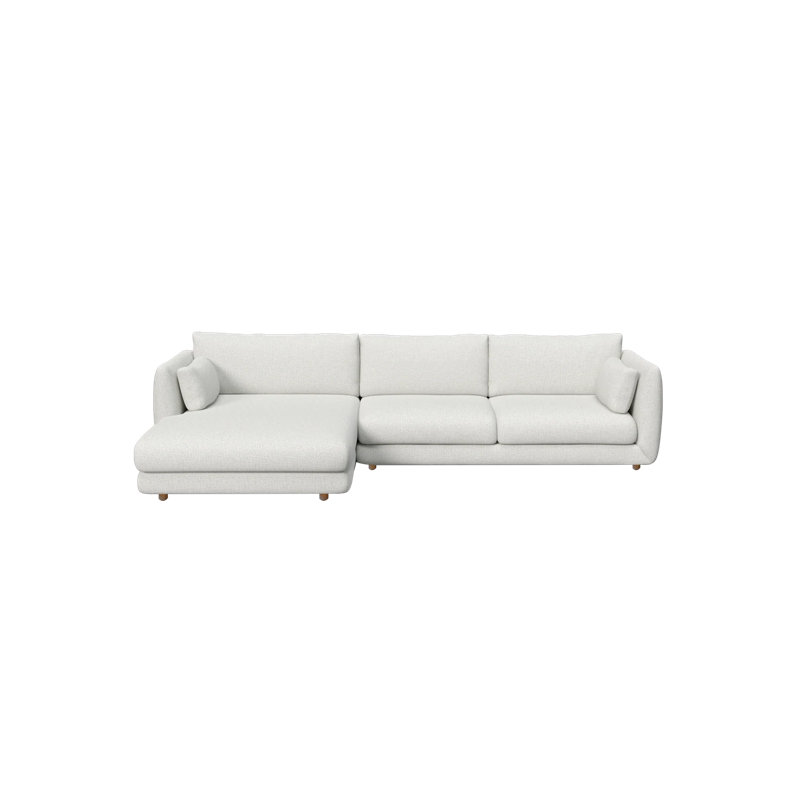 Bloom 2-Seater Sofa W/Chaise Lounge Right & Teak Legs, Light Gray Cane-line Ambience, 31.2" H x 122.1" W x 67" D