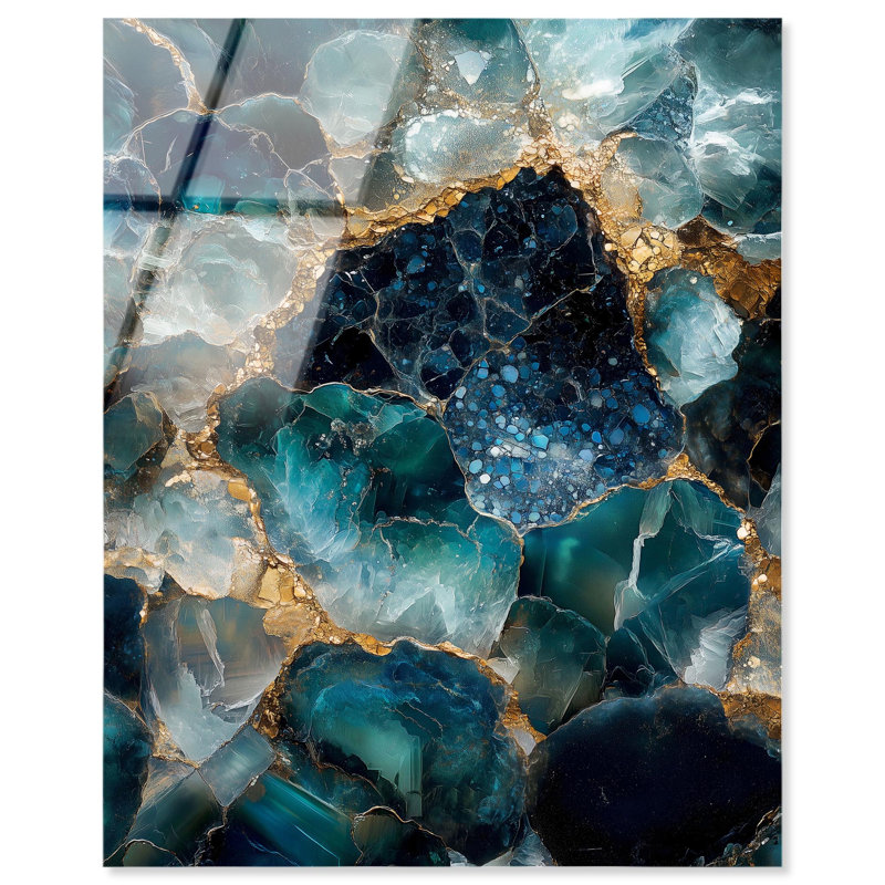«Lagoon Nightfall Glimmer», reproduction d'art en géode acrylique par Art Remedy, prête à être accrochée, H 45 po x l 36 po