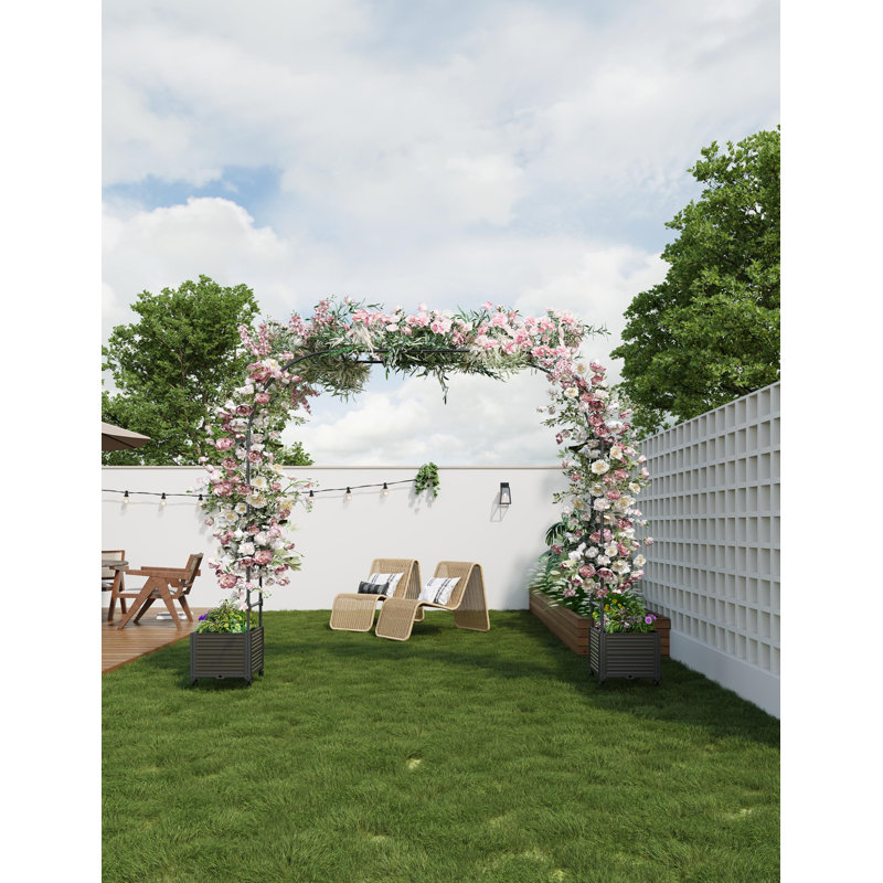 39.88cm W Metal Arbour in Black, 240.03cm H x 219.96cm W x 39.88cm D