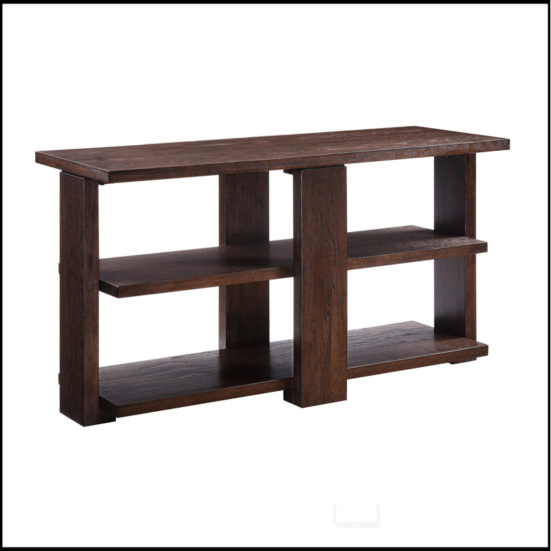 Walnut Sofa Table with 2-Shelf