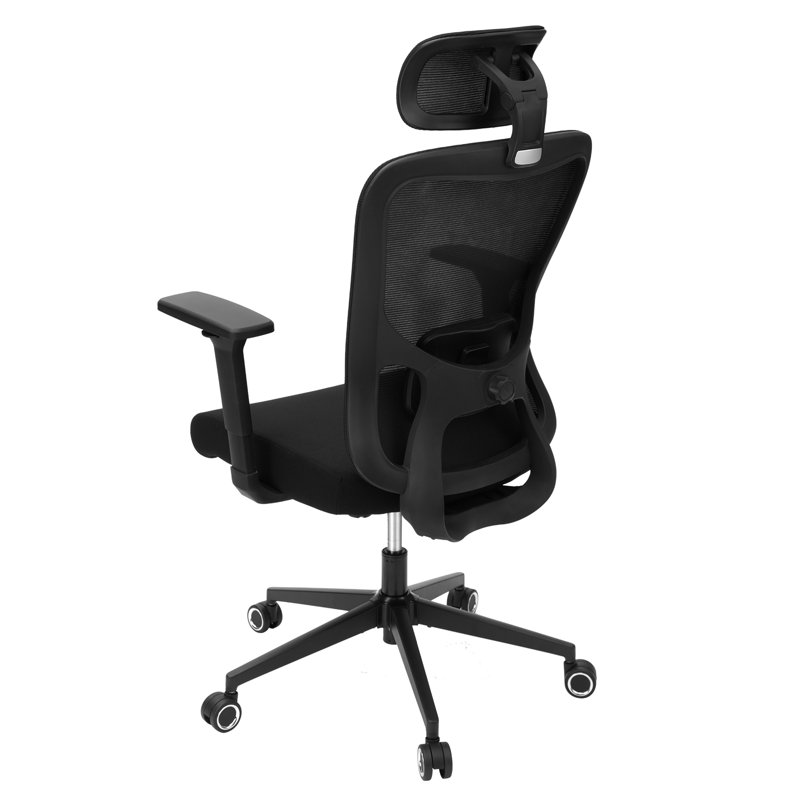 Chaise de bureau ergonomique, chaise de bureau à dossier haut en filet avec support lombaire réglable, appui-tête 3D, accoudoirs 4D, fonction d'inclinaison, chaises de travail pivotantes à roulettes, chaise d'ordinateur pour de longues heures de trava