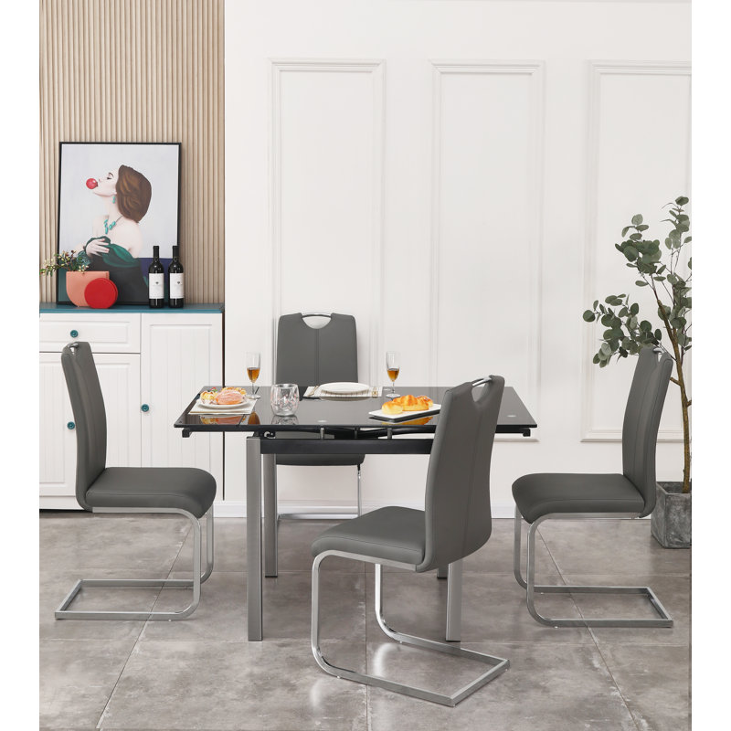 Trussville 4 - Person Dining Set, Grey, Black