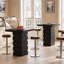 Table de bar moderne carrée noire avec base en bloc empilable, table de pub d'une hauteur de bar de H 37,4 po pour coin-cuisine, salon, petit espace