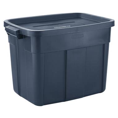  Rubbermaid Roughneck 3 Gallon Rugged Stackable Storage Tote Bin  with Lid and Handles for Home, Basement, and Garage, Dark Indigo Metallic  (6 Pack) : Tools & Home Improvement
