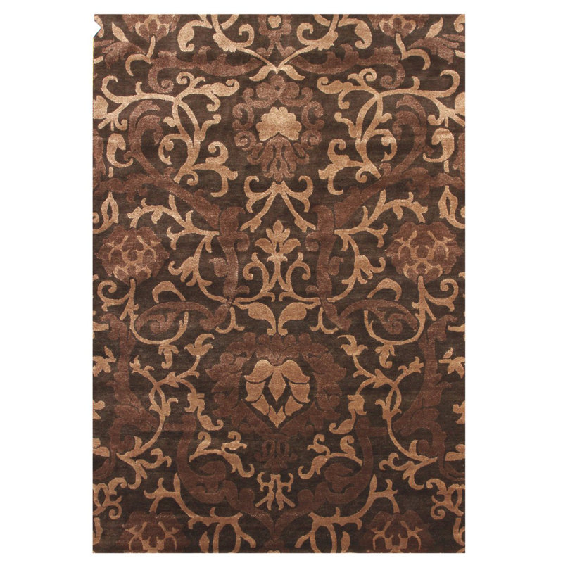 Pageantry Damask Area Rug in Brown, Rectangle 10'1" x 14'1"