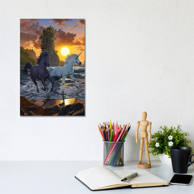 Unicorns In Sunset by Vincent Hie - Wrapped Canvas Gallery-Wrapped Canvas Giclée