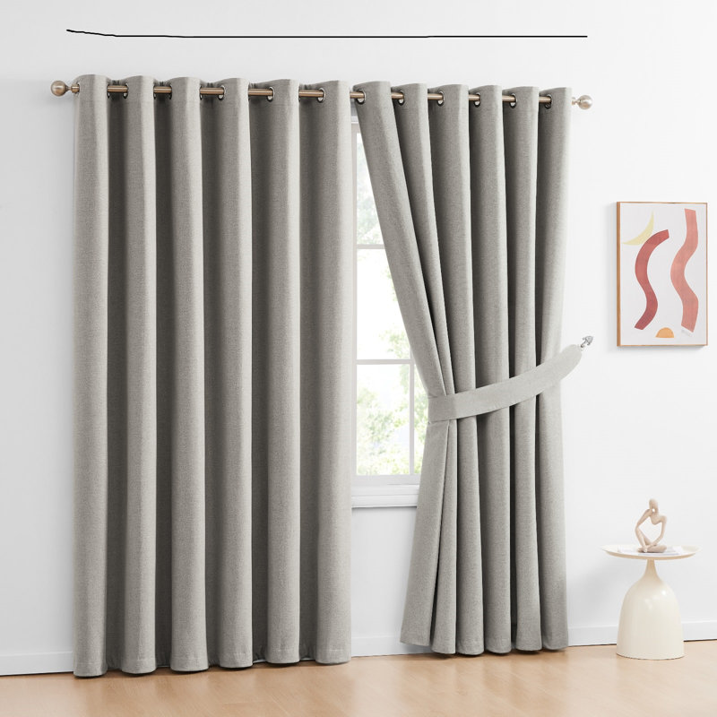 Ayhem Microfiber / Microsuede Blackout Curtain Pair, Beige/Mink, 168cm Width x 228cm Drop