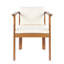 Ensemble de 4 chaises de salle à manger d'extérieur avec accoudoirs courbés en bois d'acacia et coussins crème