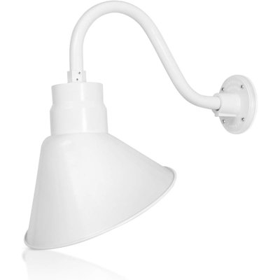 12in. Architectural Bronze Angle Shade Gooseneck Sign Light Fixture with 14.5 in. Long Extension Arm - Wall Sconce Farmhouse, Vintage, Antique - UL Listed - 9W 900lm A19 LED Bulb (5000K Cool White)