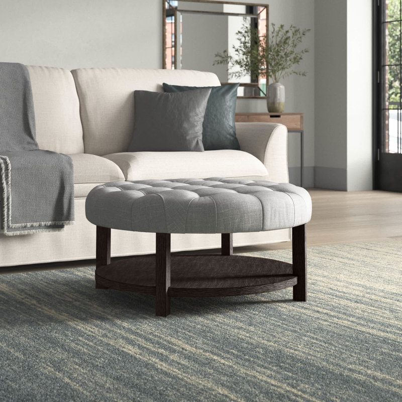 Corto Upholstered Ottoman, Gray, Dark Brown